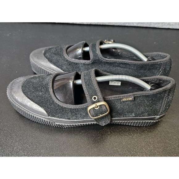 Vans Mary Jane Sneakers Black Size 9.5 Womens‎ Buckle Suede Leather - Picture 3 of 8